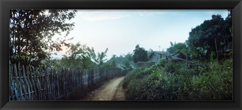 Framed Dirt road passing through an indigenous village, Chiang Mai, Thailand Print