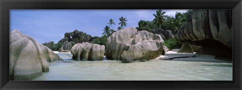 Framed Granite rocks at the coast, Anse Source d&#39;Argent, La Digue Island, Seychelles Print