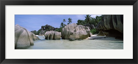 Framed Granite rocks at the coast, Anse Source d&#39;Argent, La Digue Island, Seychelles Print