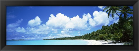 Framed Clouds over an island, Akaiami, Aitutaki, Cook Islands Print