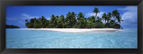 Framed Tapuaetai Motu from the Lagoon, Aitutaki, Cook Islands Print