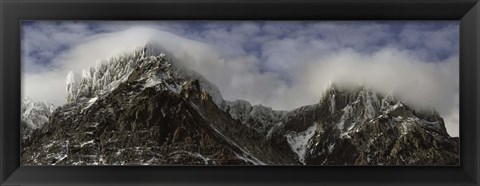 Framed Clouds over Snowcapped mountain range, Paine Massif, Torres del Paine National Park, Magallanes Region, Patagonia, Chile Print