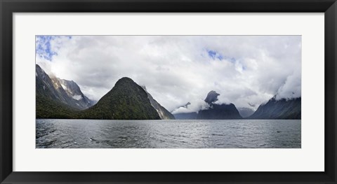 Framed Rock formations in the Pacific Ocean, Milford Sound, Fiordland National Park, South Island, New Zealand Print