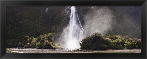 Framed Waterfall at Milford Sound, Fiordland National Park, South Island, New Zealand Print