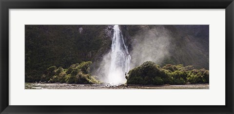 Framed Waterfall at Milford Sound, Fiordland National Park, South Island, New Zealand Print