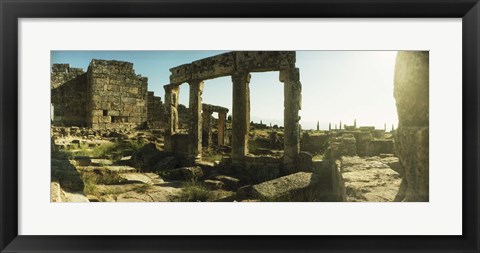 Framed Roman town ruins of Hierapolis at Pamukkale, Anatolia, Central Anatolia Region, Turkey Print