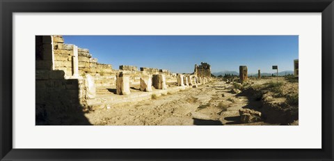 Framed Ruins of Hierapolis at Pamukkale with mountains in the background, Anatolia, Central Anatolia Region, Turkey Print