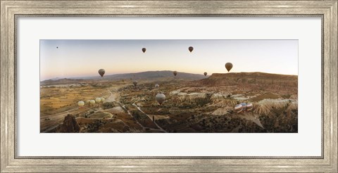 Framed Hot air balloons in flight over Cappadocia, Central Anatolia Region, Turkey Print