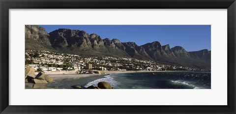 Framed Town at the coast with a mountain range, Twelve Apostle, Camps Bay, Cape Town, Western Cape Province, Republic of South Africa Print