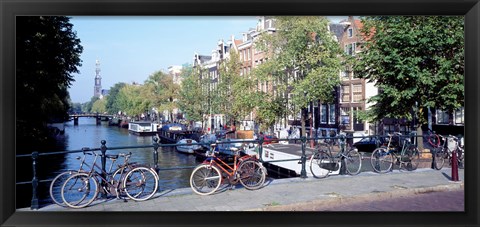 Framed Netherlands, Amsterdam, bicycles Print