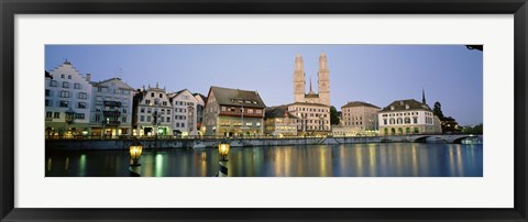 Framed Evening, Cityscape, Zurich, Switzerland Print