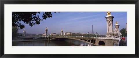 Framed Bridge across a river with the Eiffel Tower in the background, Pont Alexandre III, Seine River, Paris, Ile-de-France, France Print