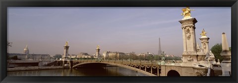 Framed Bridge over a river, Alexandre III Bridge, Eiffel Tower, Paris, France Print