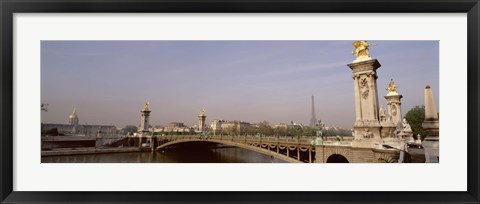 Framed Bridge over a river, Alexandre III Bridge, Eiffel Tower, Paris, France Print