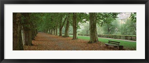 Framed City Park w/ bench in autumn Tubingen Germany Print