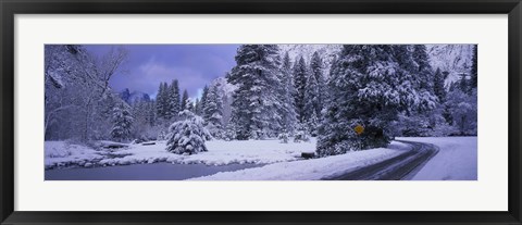 Framed Winter Road, Yosemite Park, California, USA Print