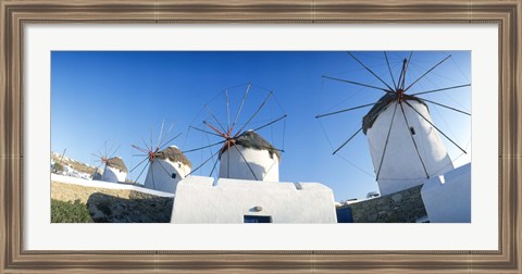 Framed Windmills Santorini Island Greece Print