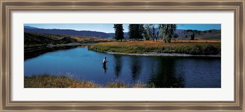 Framed Trout fisherman Slough Creek Yellowstone National Park WY Print