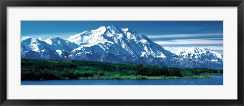 Framed Snow covered mountain in Denali National Park AK Print