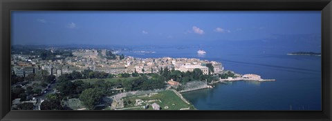 Framed Town at the waterfront, Corfu, Greece Print