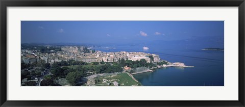 Framed Town at the waterfront, Corfu, Greece Print