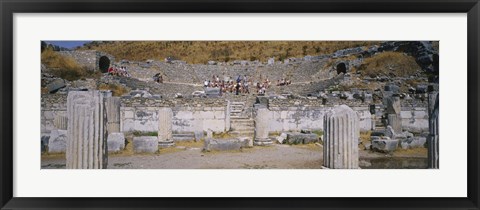 Framed Tourists In A Temple, Temple Of Hadrian, Ephesus, Turkey Print