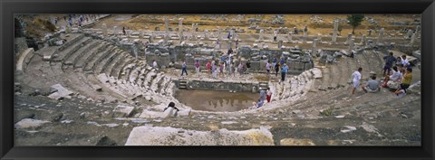 Framed High Angle View Of Tourists In An Ancient Building, Ephesus, Turkey Print