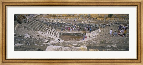 Framed High Angle View Of Tourists In An Ancient Building, Ephesus, Turkey Print