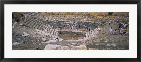 Framed High Angle View Of Tourists In An Ancient Building, Ephesus, Turkey Print