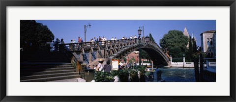 Framed Tourists on a bridge, Accademia Bridge, Grand Canal, Venice, Veneto, Italy Print