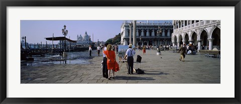 Framed Tourists at a town square, St. Mark&#39;s Square, Venice, Veneto, Italy Print