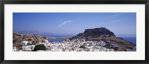 Framed Houses on an island, Lindos, Rhode Island, Dodecanese, Greece Print