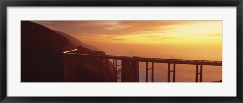 Framed Dusk Hwy 1 w/ Bixby Bridge Big Sur CA USA Print