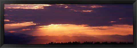 Framed Sunset over Rocky Mts from Daniels Park  CO USA Print