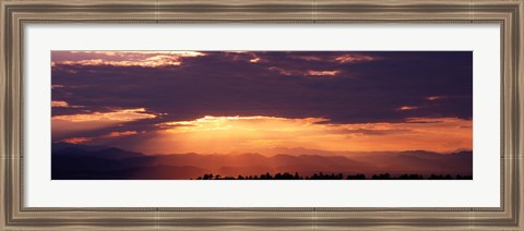 Framed Sunset over Rocky Mts from Daniels Park  CO USA Print