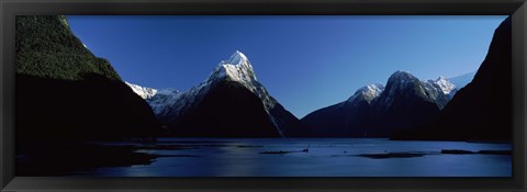 Framed Lake at Milford Sound, South Island, New Zealand Print