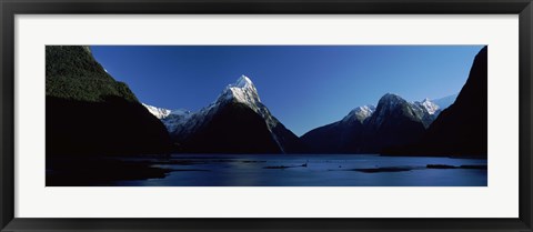 Framed Lake at Milford Sound, South Island, New Zealand Print