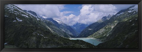 Framed High angle view of a lake surrounded by mountains, Grimsel Pass, Switzerland Print