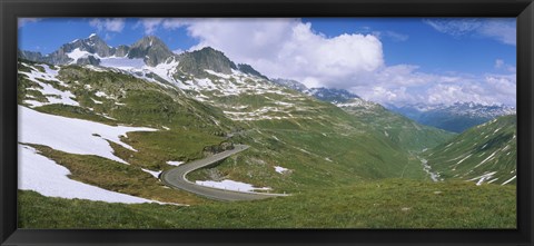 Framed High angle view of a road passing through mountains, Grimsel Pass, Switzerland Print