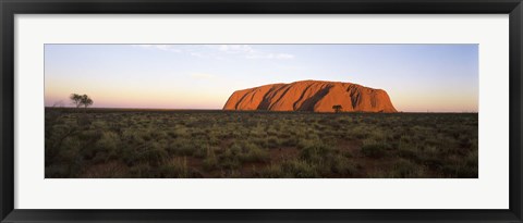 Framed Landscape with sandstone formation at dusk, Uluru, Uluru-Kata Tjuta National Park, Northern Territory, Australia Print