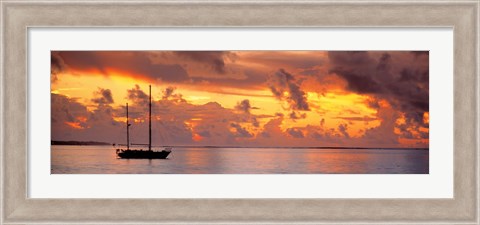 Framed Boat at sunset Print