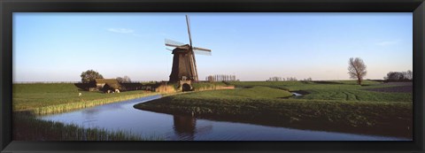 Framed Windmill, Schermerhorn, Netherlands Print