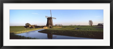 Framed Windmill, Schermerhorn, Netherlands Print