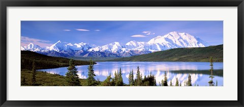 Framed Snow Covered Mountains, Wonder Lake, Denali National Park, Alaska Print