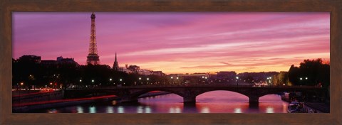 Framed Sunset, Romantic City, Eiffel Tower, Paris, France Print