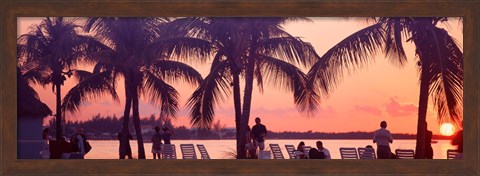 Framed Sunset on the beach, Miami Beach, Florida, USA Print