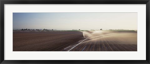 Framed USA, California, Central Valley, Irrigation in the field Print