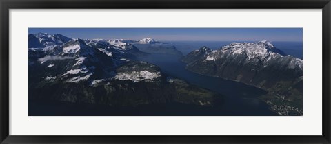 Framed High Angle View Of Mountains, Lake Lucerne, Switzerland Print