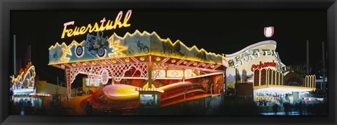 Framed Neon sign lit up at night, Oktoberfest, Munich, Bavaria, Germany Print