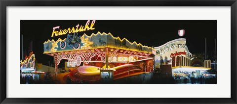 Framed Neon sign lit up at night, Oktoberfest, Munich, Bavaria, Germany Print